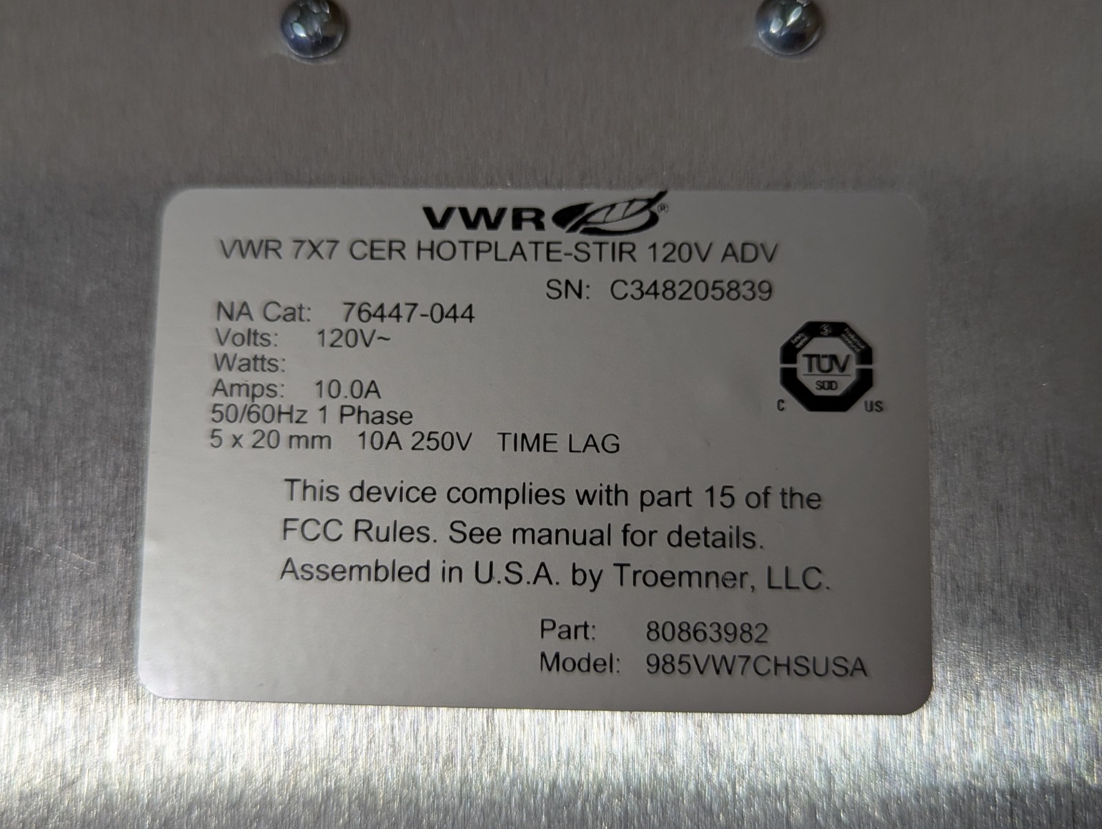 VMR Advanced Digital 76447-044 7×7″ Ceramic Hotplate Stirrer. Pre-owned. Clean