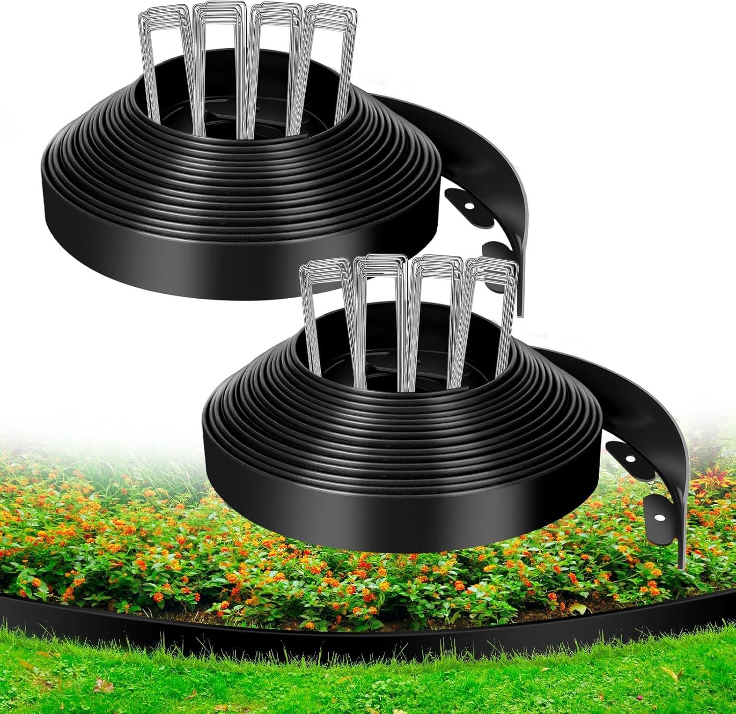 1.5 Inch X 100 FT Landscape Edging, Garden Edging Borders with 100Pcs Upgrade St