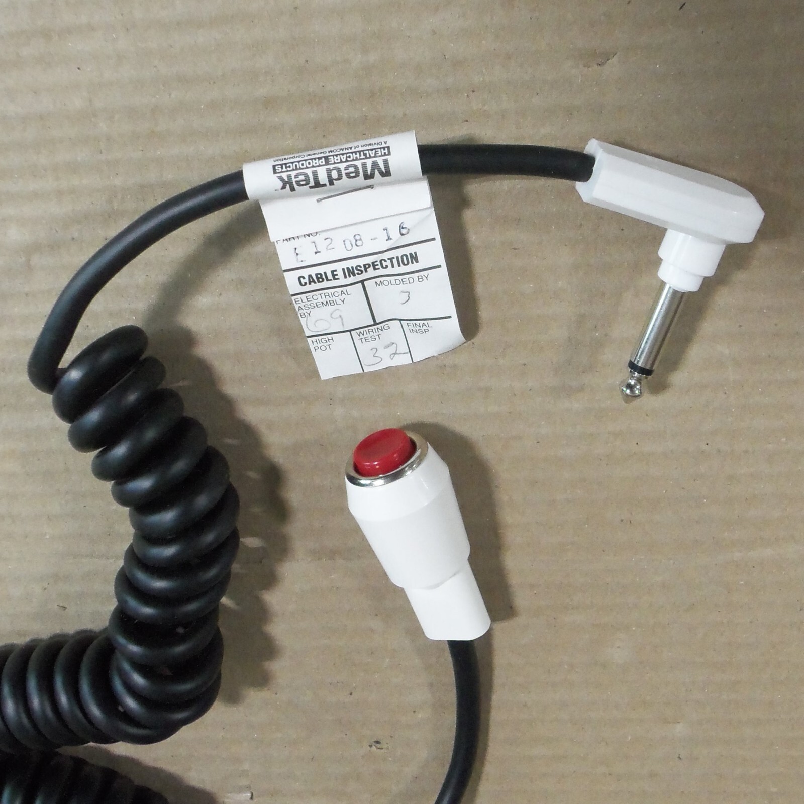 NEW MEDTEK E1208-16 HOSPITAL PATIENT NURSE CALL PUSH BUTTON CORD 1 PRONG AK