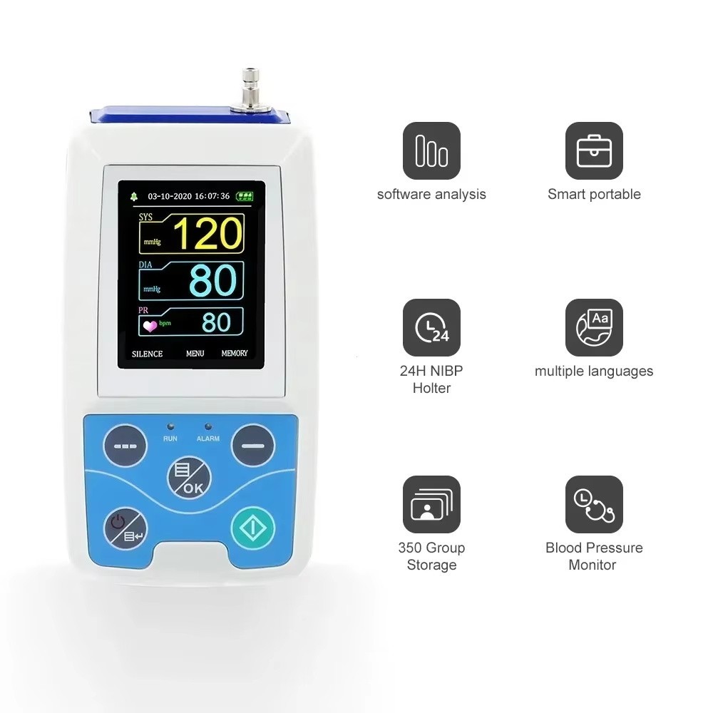 24Hour Ambulatory Blood Pressure Monitor w/Adult Cuff–Portable Holter BP Machine