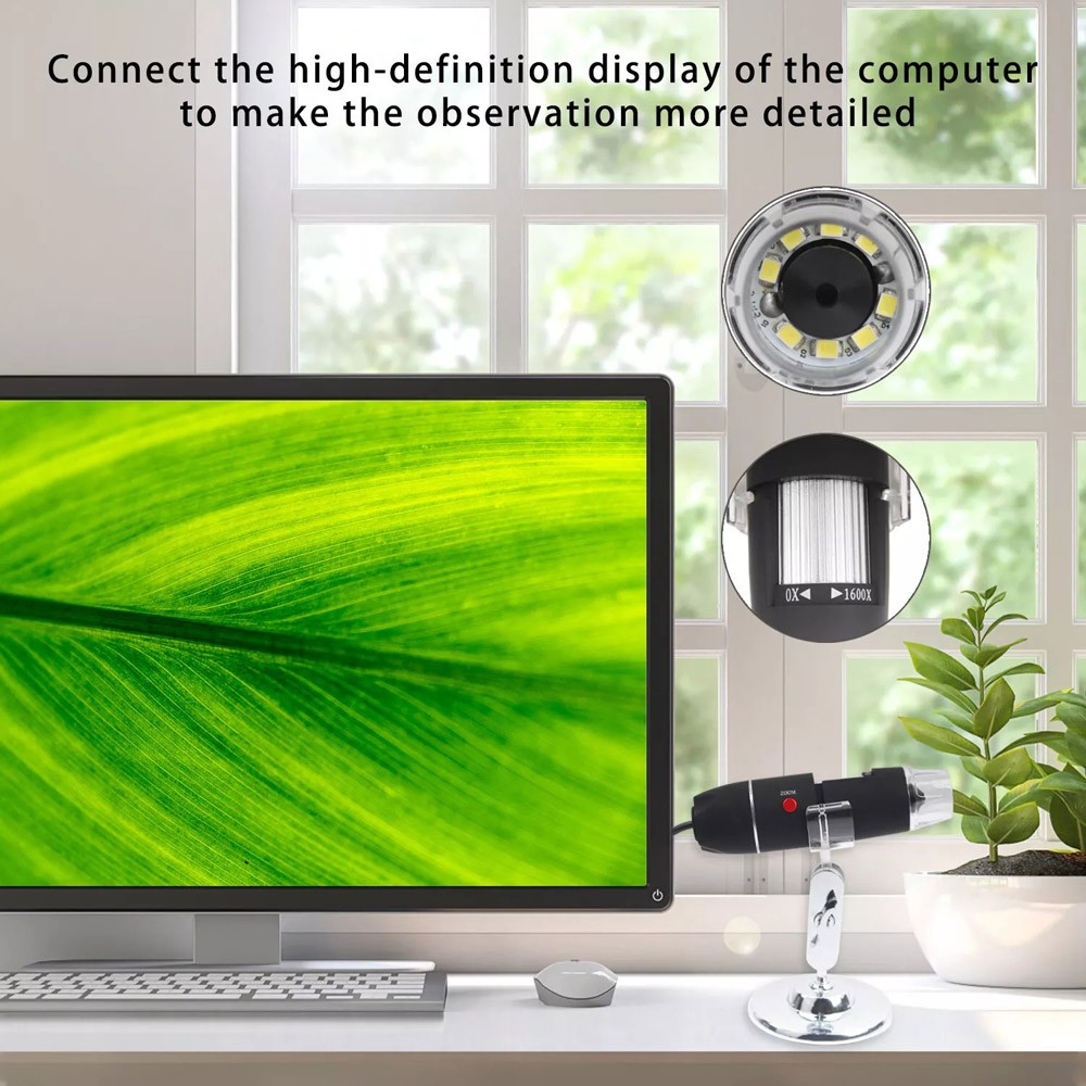 8LED 1600X Zoom HD USB Microscope Digital Magnifier Endoscope Video Camera US