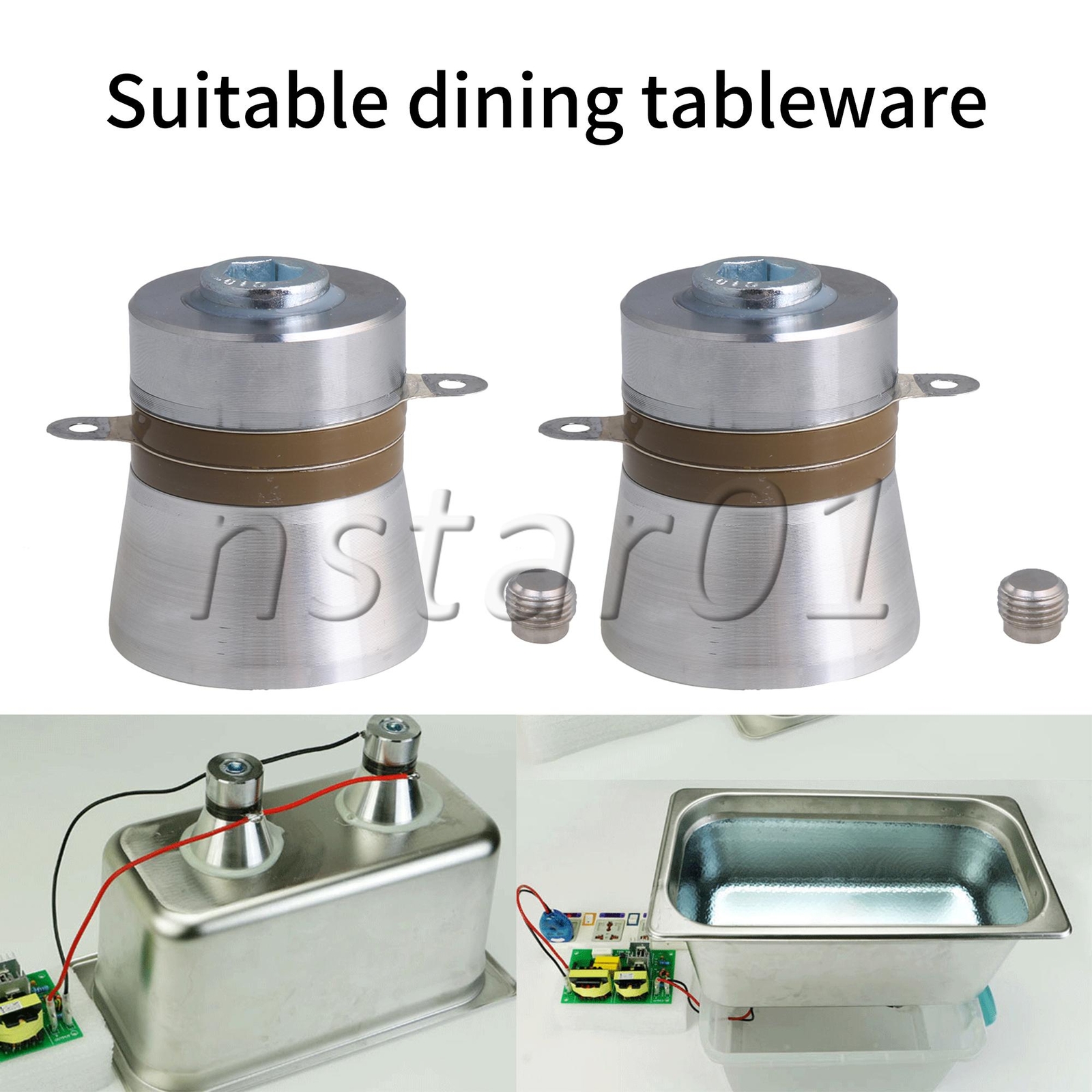 Piezoelectric Transducer High Performance 60W 40khz for Ultrasonic Tool Set of 2