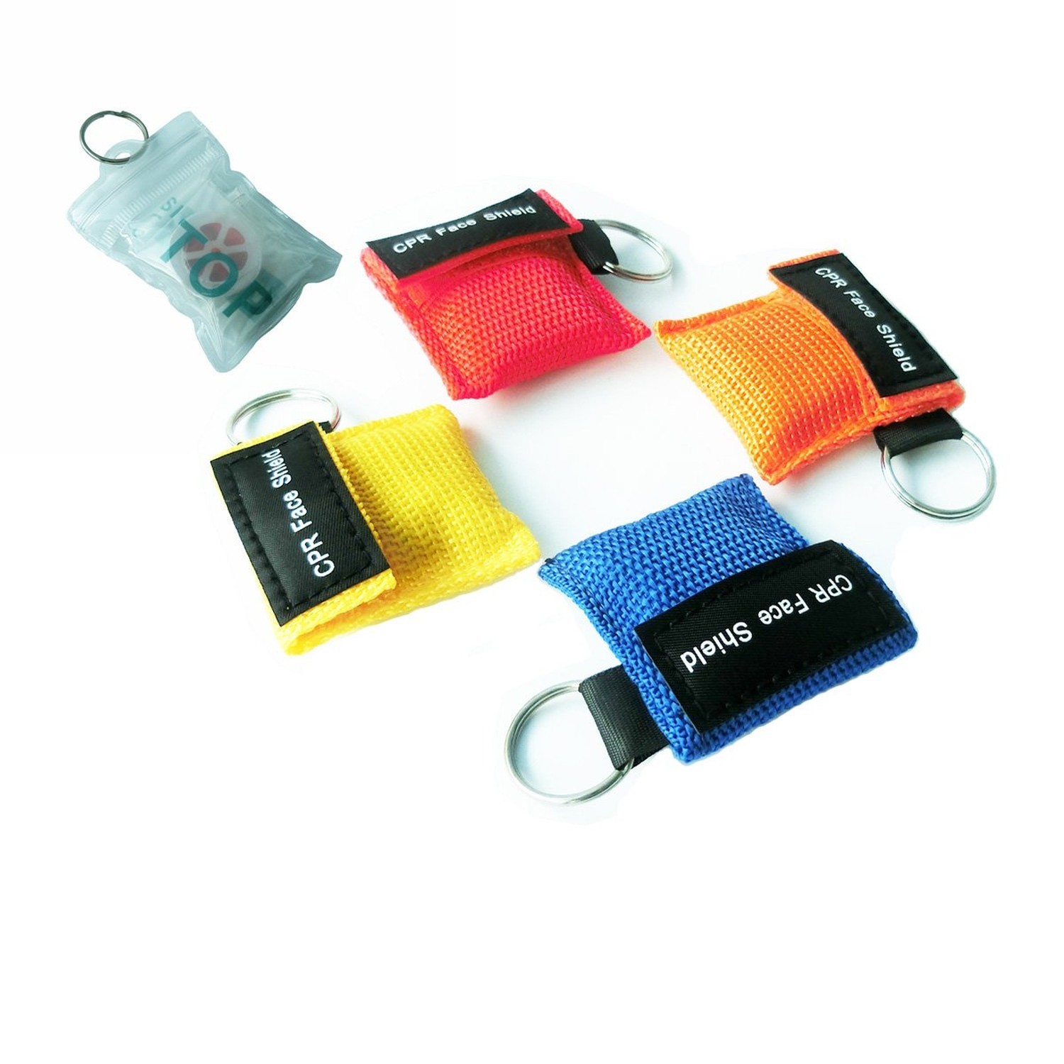 4 Pcs/Pack CPR Barrier with Keychain CPR Face Shield for CPR/AED Training 4 C…