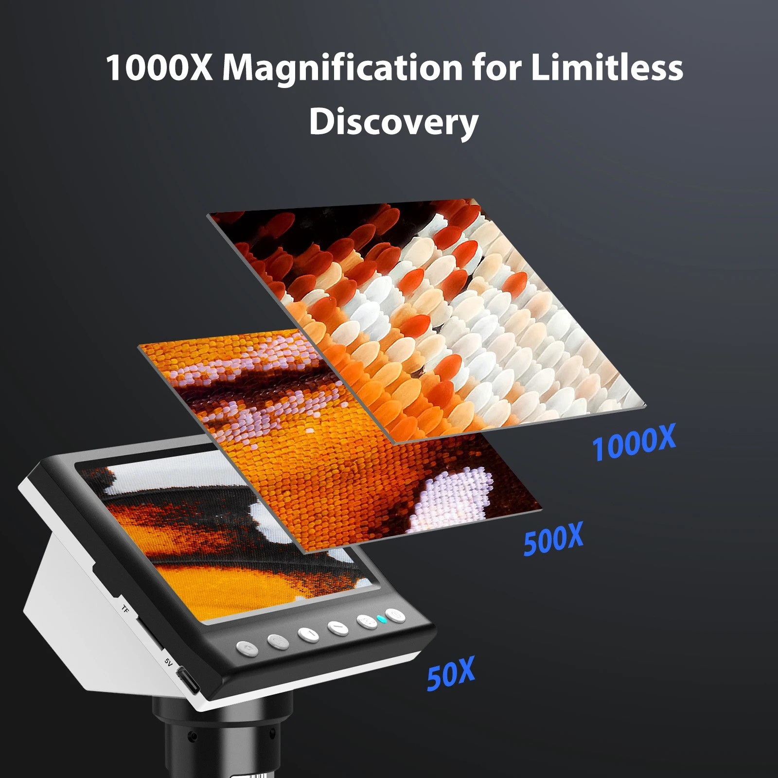 Digital Microscope With Screen 1000X Coin 1080P Video 4.3” LCD Screen Soldering