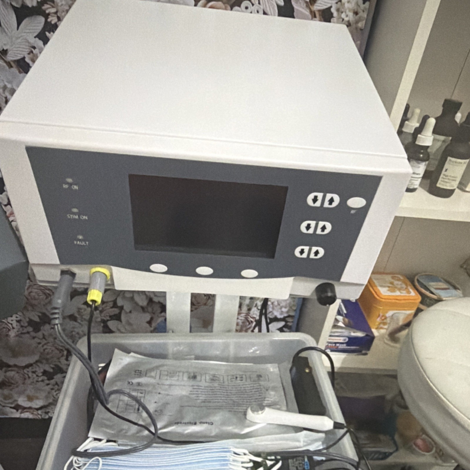 Aesthetic Cosmetology Machine Cart w/ Display Screen & Handpiece Cables