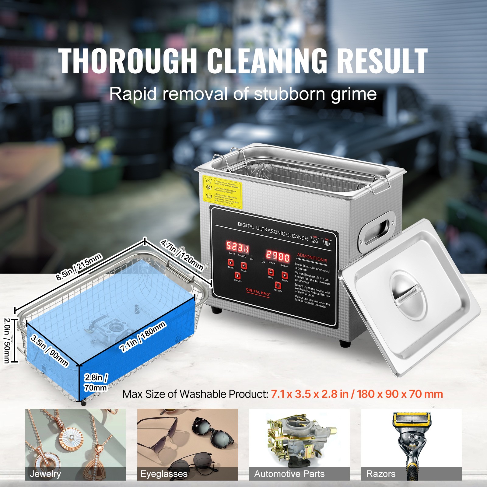 Uimoso 3L Ultrasonic Cleaner with Timer Heating Machine Digital Sonic Cleaner