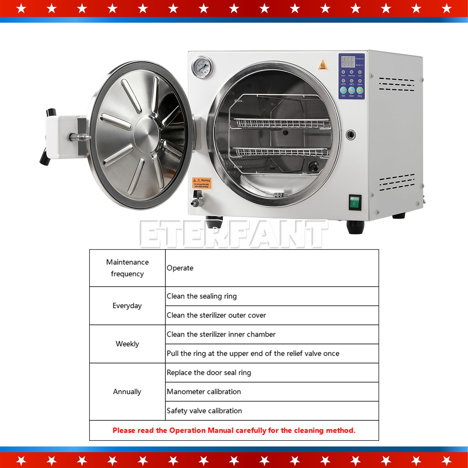 18/16L Dental Steam Sterilizer/Medical Autoclave+Drying/Vacuum Autoclave+Printer