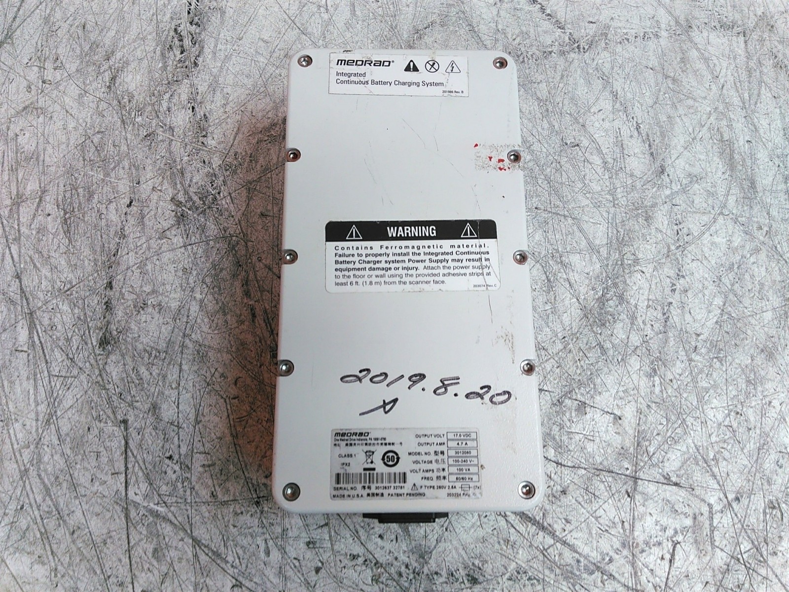 Defective Medrad 3012080 Integrated Continuous Battery Charging System AS-IS