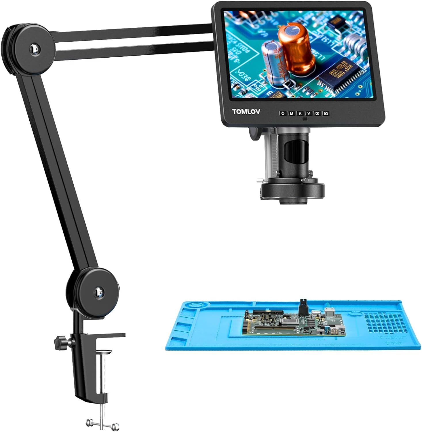 TOMLOV 10″ LCD HDMI Digital Soldering Microscope 2000X + Electronic Repair Mat