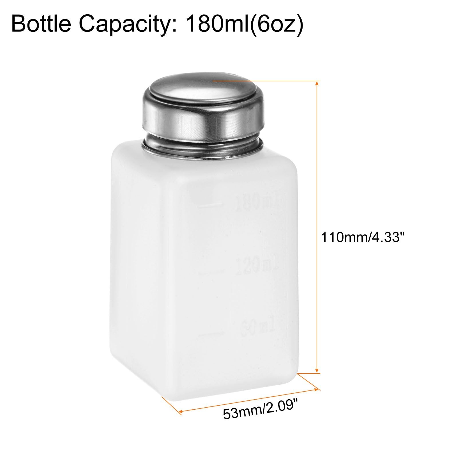 HARFINGTON 3pcs Solvent Alcohol Dispensers 180ml(6oz) Push Down 180ml, White