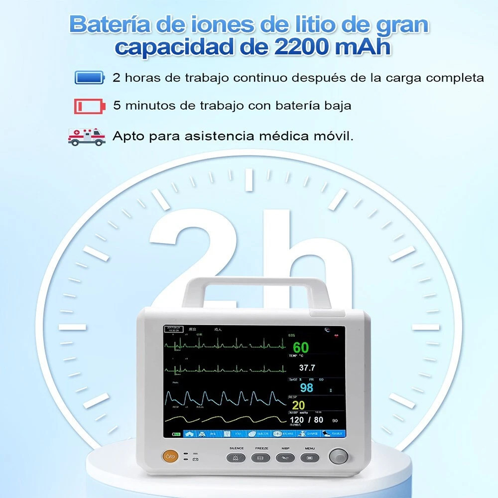 8″ Handheld Portable Patient Monitor Vital Signs ECG TEMP Multi-parameter