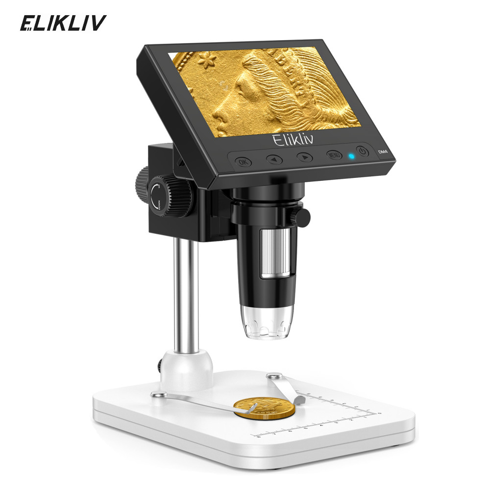 Elikliv Digital Microscope 1000X USB Coin Microscope 4.3″ LCD Screen Soldering