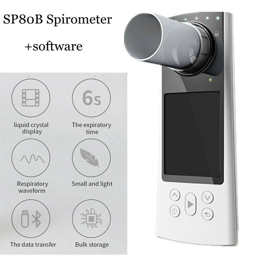 SP80B Digital Bluetooth Spirometer – Handheld Lung Function Testing Device w/App