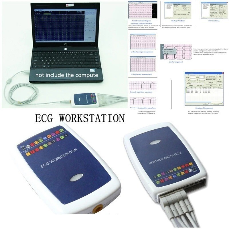 12-Lead EKG Machine for Clinical Resting ECG with PC Analysis Software