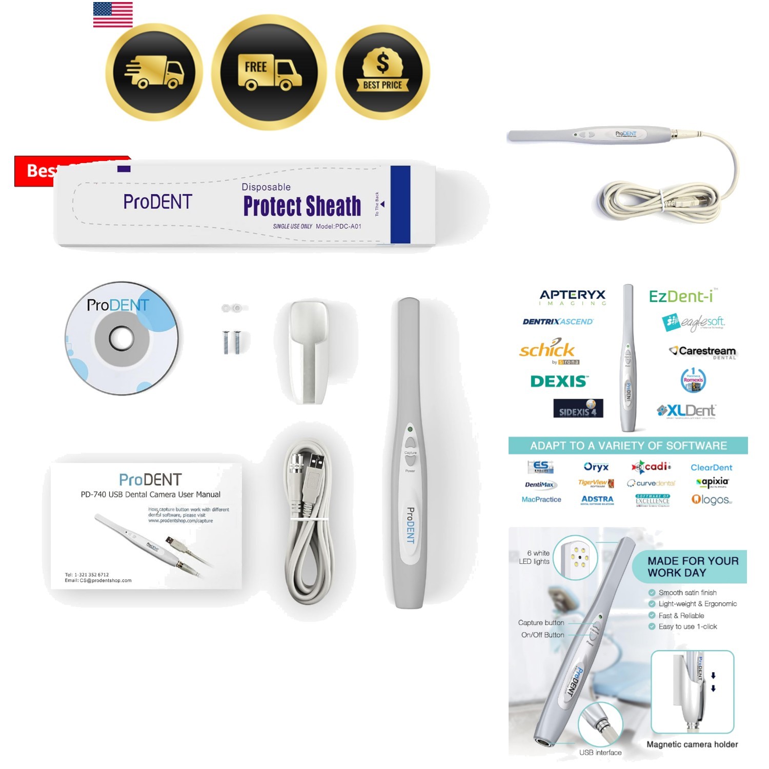 Intraoral Camera PD740, Capture Button Driver to Work with Eaglesoft, Dexis, …
