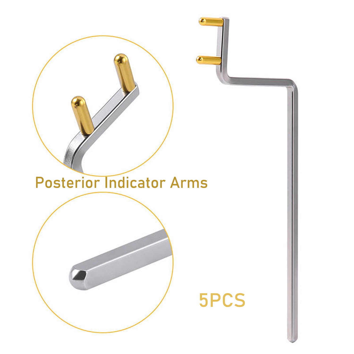 5 Pcs Dental X Ray Holder Posterior Aiming Bar Metal Indicator Arm Yellow