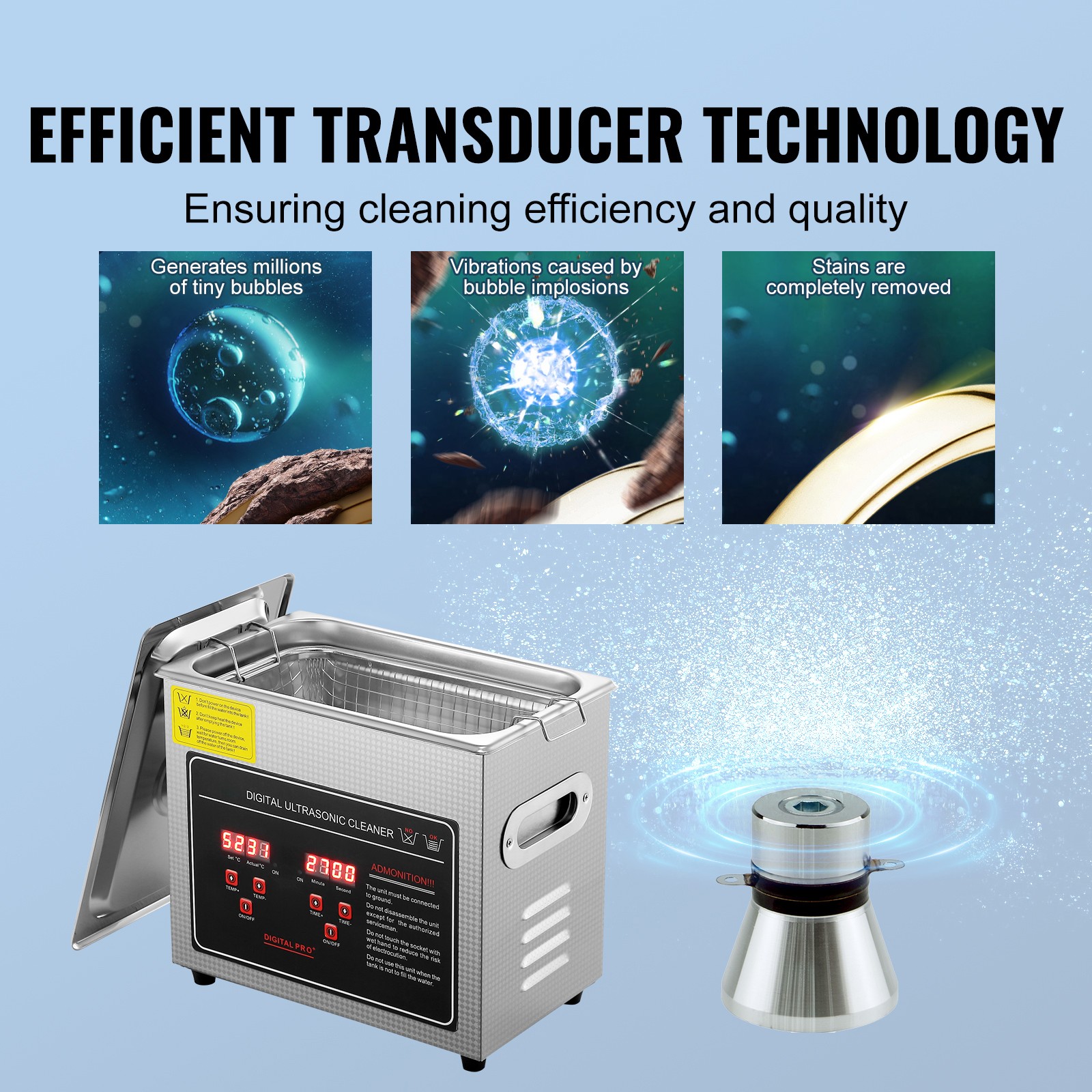 Uimoso 3L Ultrasonic Cleaner with Timer Heating Machine Digital Sonic Cleaner