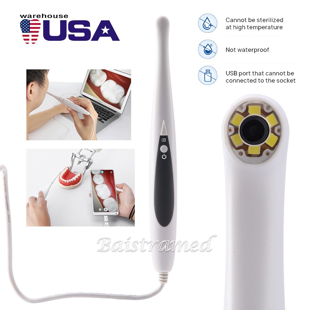 HD USB Intraoral Camera Auto Focus 6 LED Light for Windows with Software & Sheat