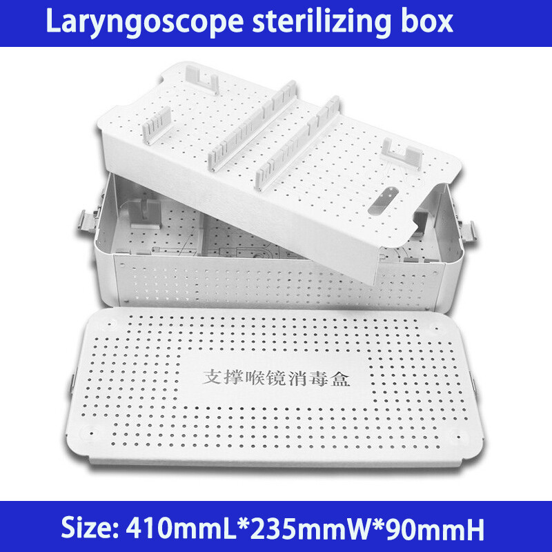 Aluminum alloy laryngoscope sterilization tray box instrument box 410mm*235*90mm