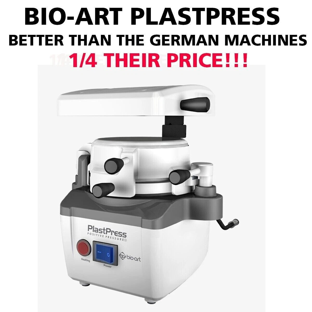 BIOART Dental Lab Plates Pressure Vacuum Forming PlastPress Machine 1400W Motor