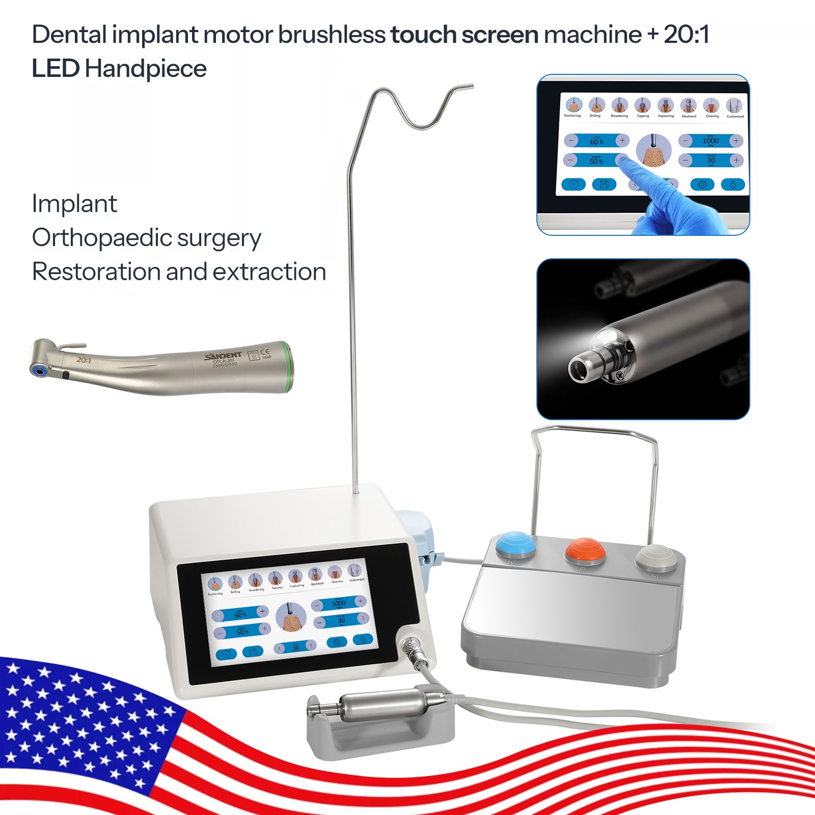 Dental Implant System Motor Surgical Motor+20:1 Contra Angle/Machine Sensor