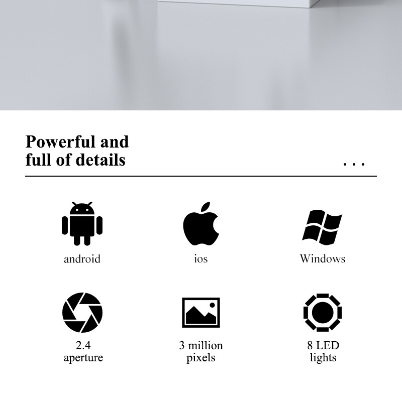 Dental Intraoral Camera USB HD Camera 3MP 8 LED Lights Intraoral Endoscope