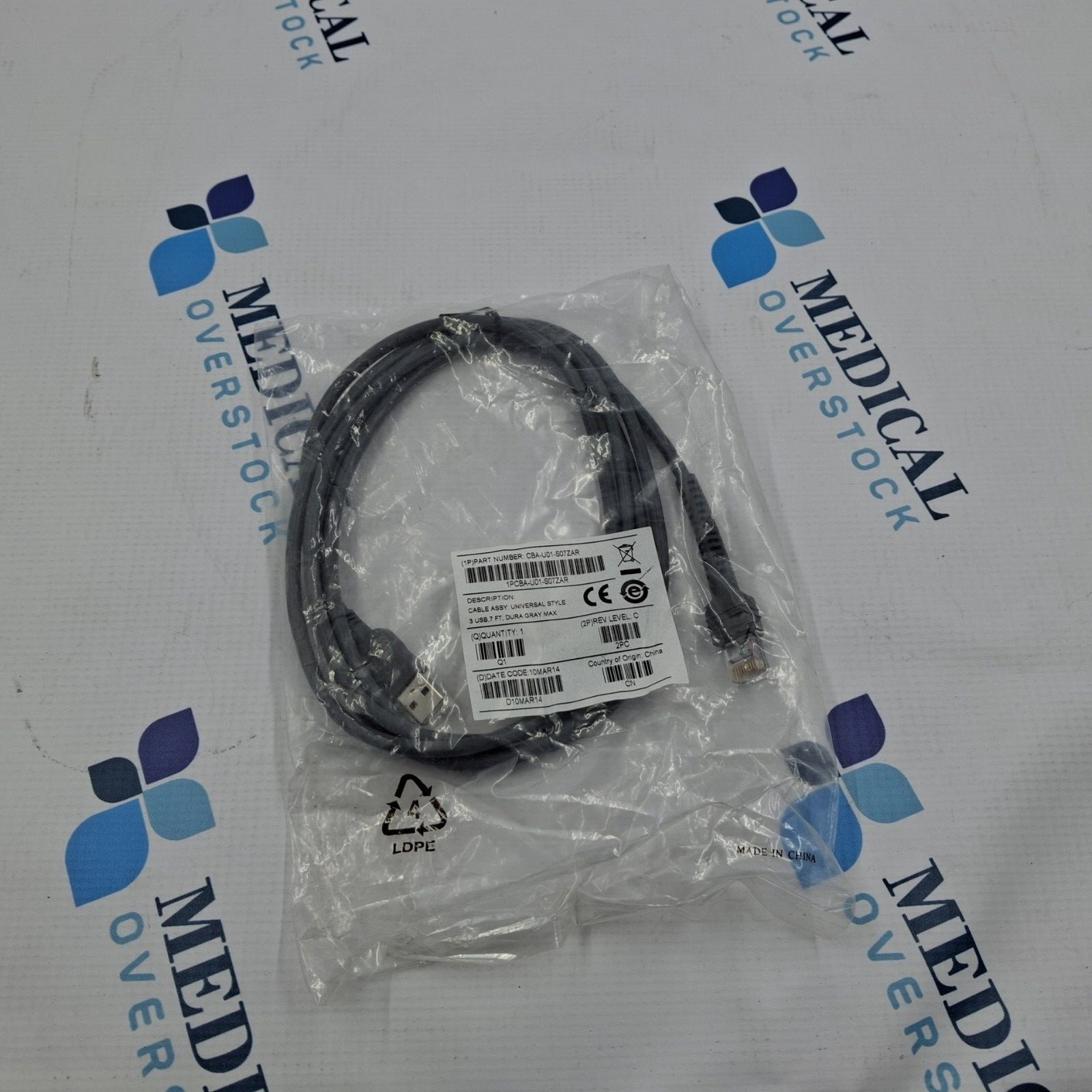 Cable Assy Universal Style 3 USB 7Ft Dura Gray Max PN CBA-U01-S07ZAR