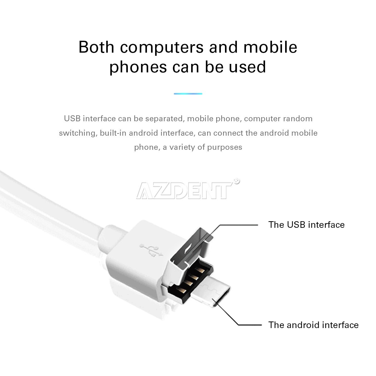 AZDENT Dental HD Intraoral Camera USB Digital Imaging Endoscope 8 LED Light
