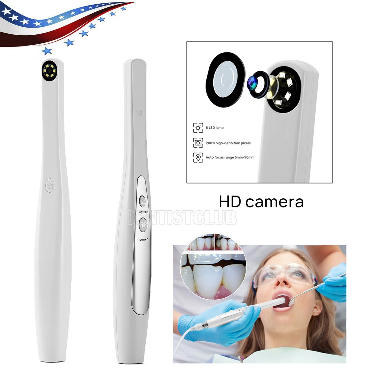 AZDENT Dental USB Intraoral Camera HD Digital Image 6 LED Light Auto Focus