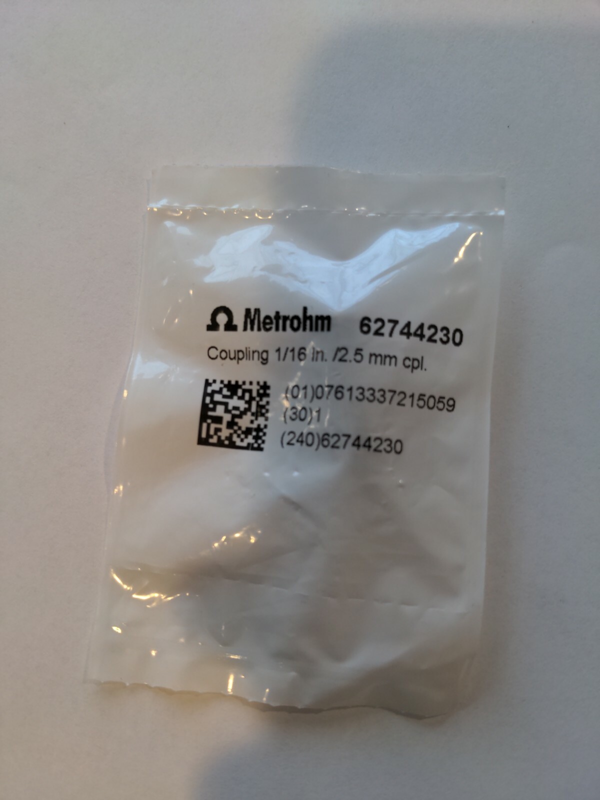 Metrohm coupling 1/16 ln. /2.5 mm cpl. P/N: 62744230