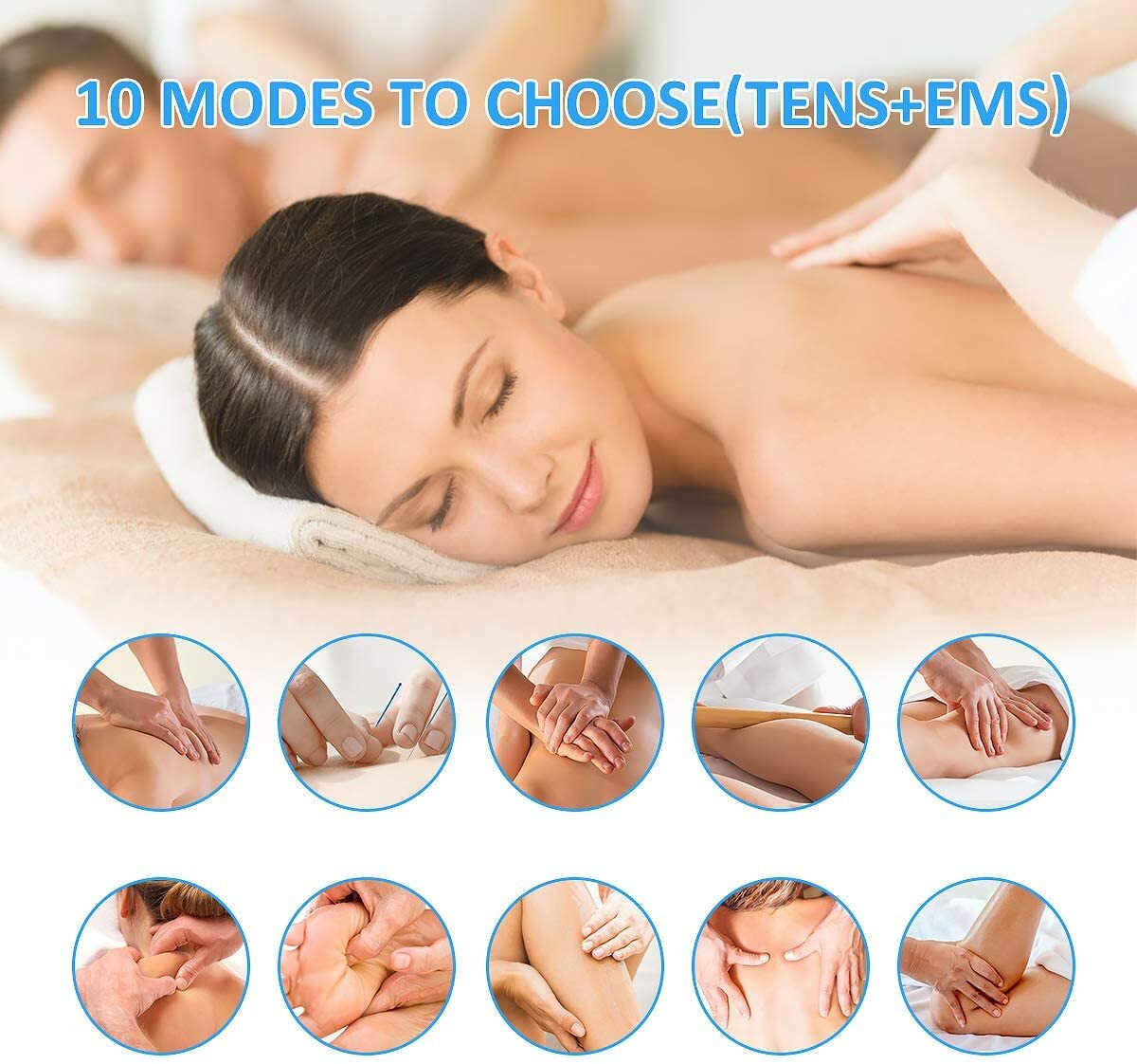 OSITO TENS Unit EMS Stimulator Large Pads Rechargeable Wireless Massager 9 Modes