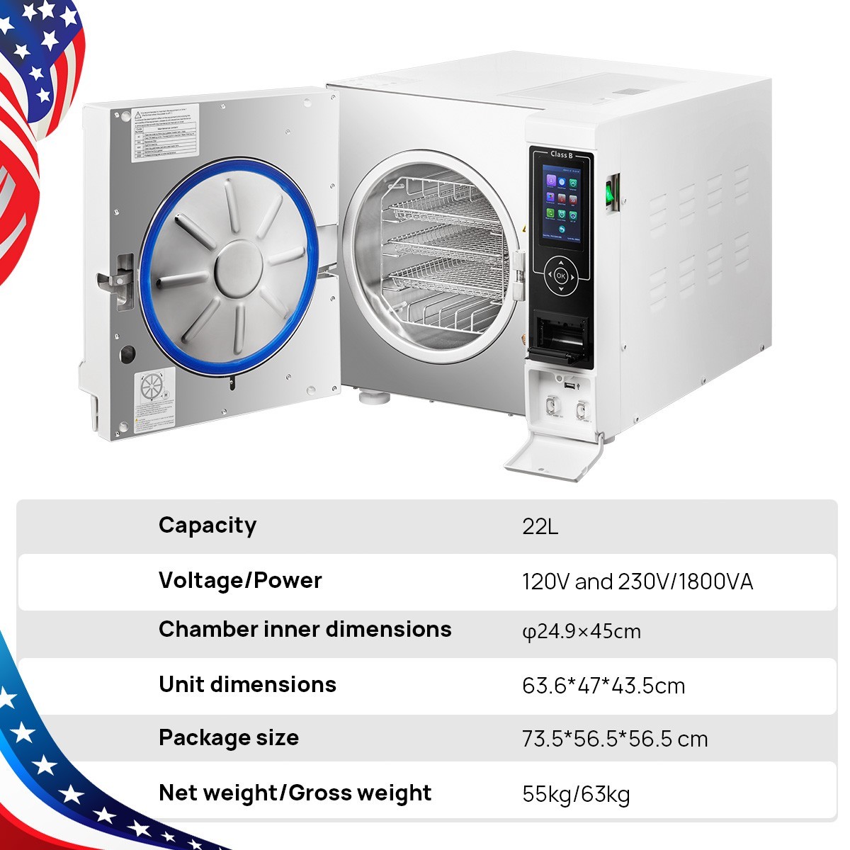 Class B Dental Lab Autoclave Steam Sterilizer 22L/Vacuum Molding Forming Machine