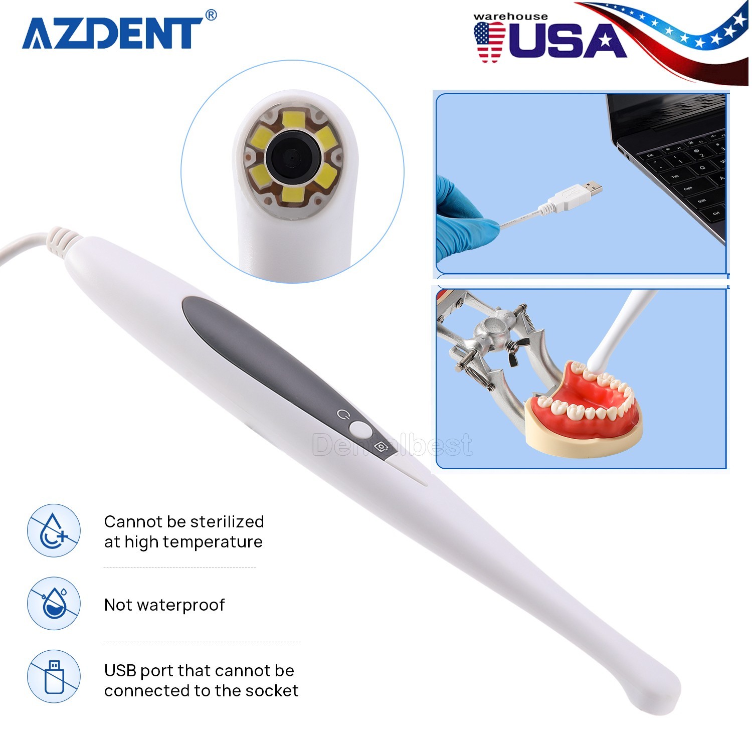 Dental USB Intraoral HD Camera Oral Auto-Focusing 13.0 Mega Pixels 6 LED Light