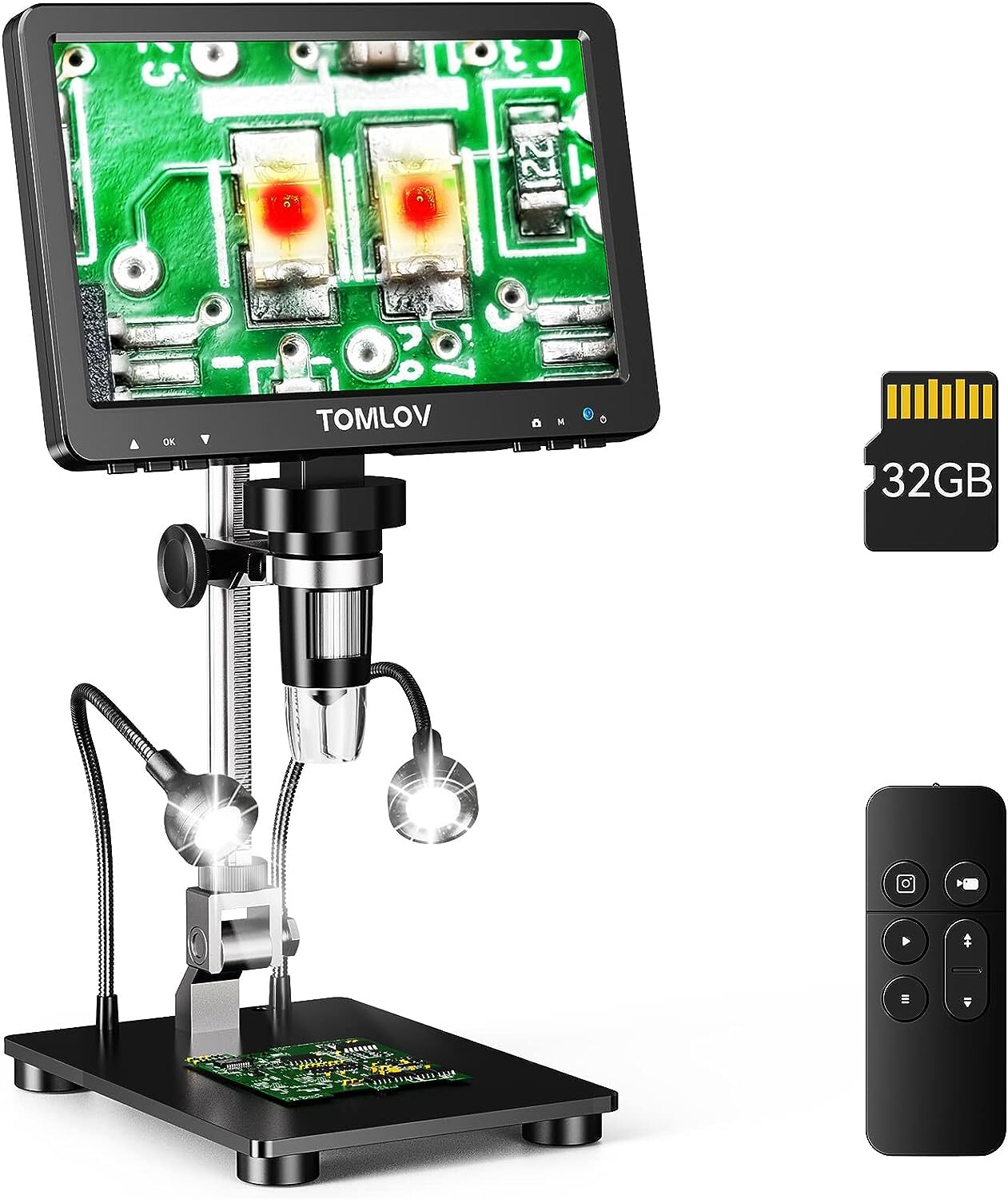 TOMLOV DM9 Pro 7″ HDMI LCD Digital Microscope Camera 1200X Coin Microscope 16MP