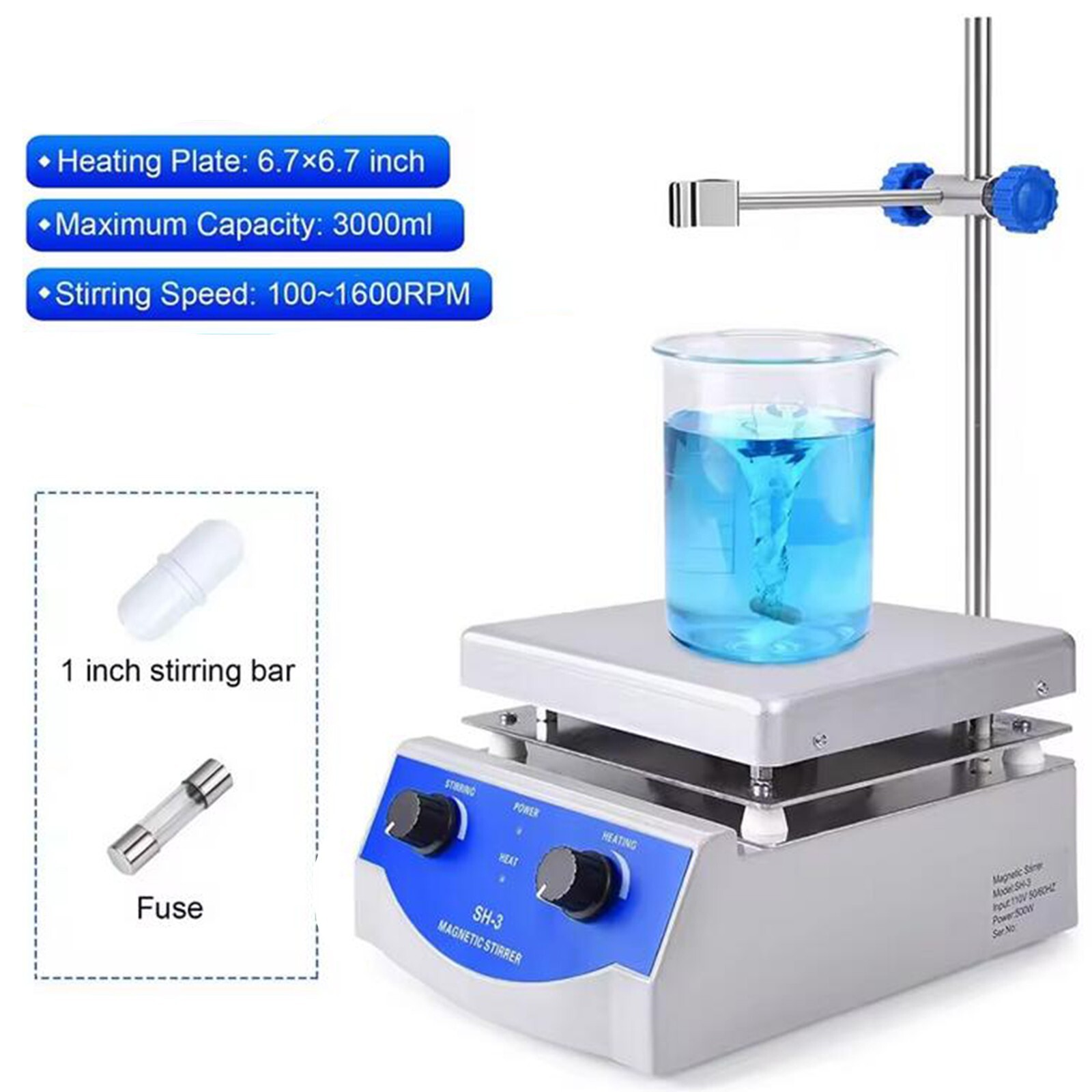 110V Laboratory Hot Plate Magnetic Stirrer Mixer Machine 1600 rpm Max Stirring