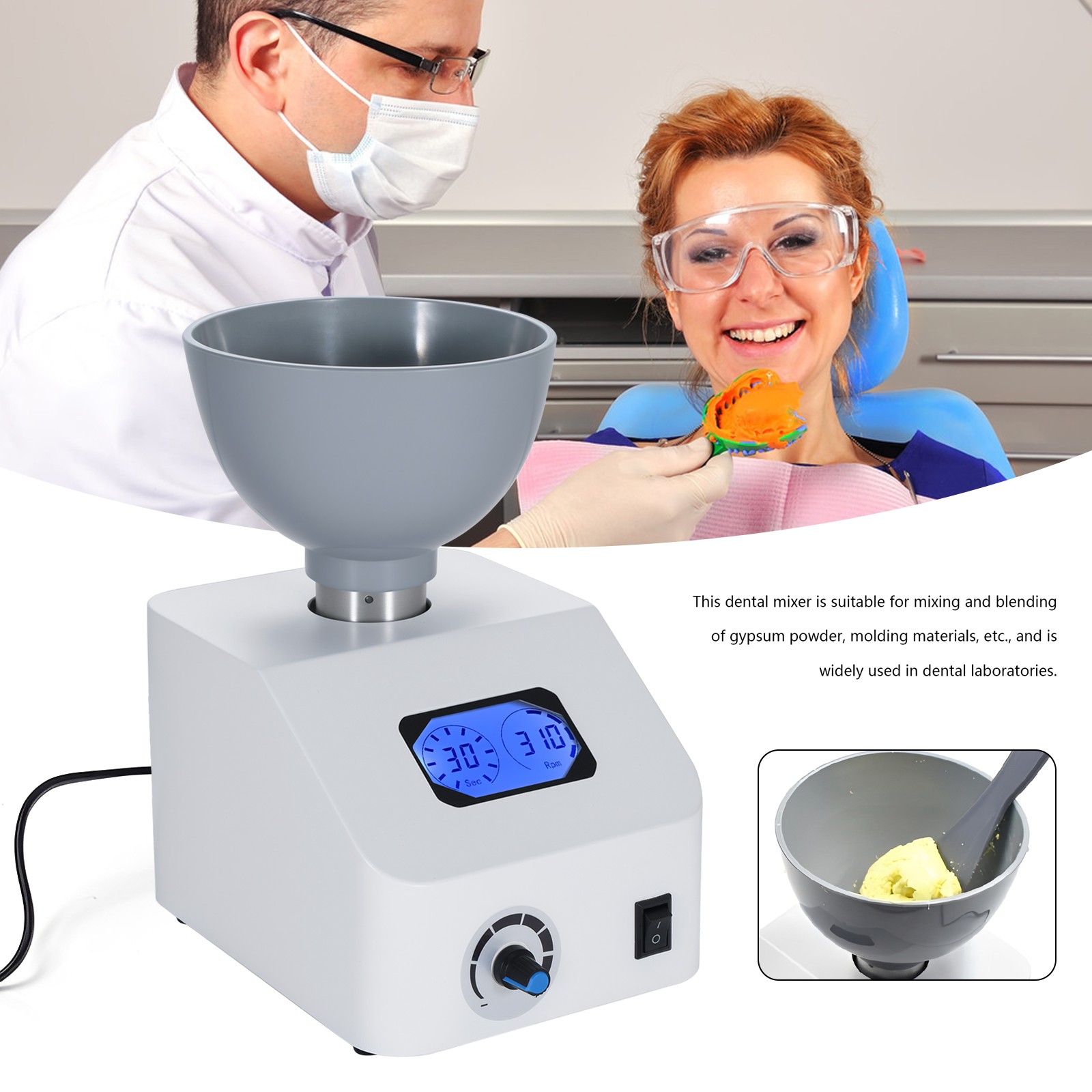 Alginate Mixer Die Stone Mixer Blender for Impression Material 0-300rpm Dental