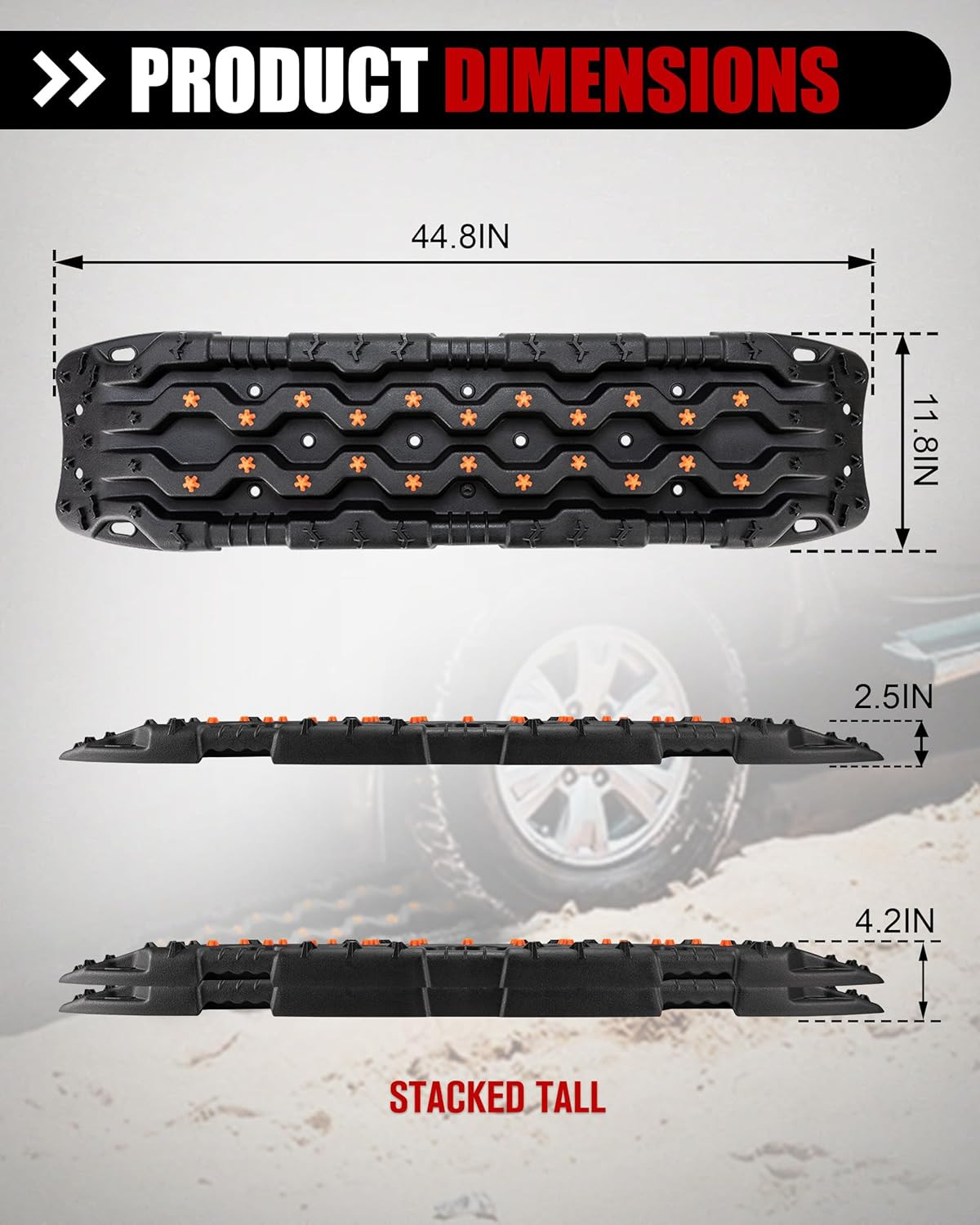 Large off Road Traction Boards, Pair 44.88″ L X 12″ W Recovery Track Tire Tracti