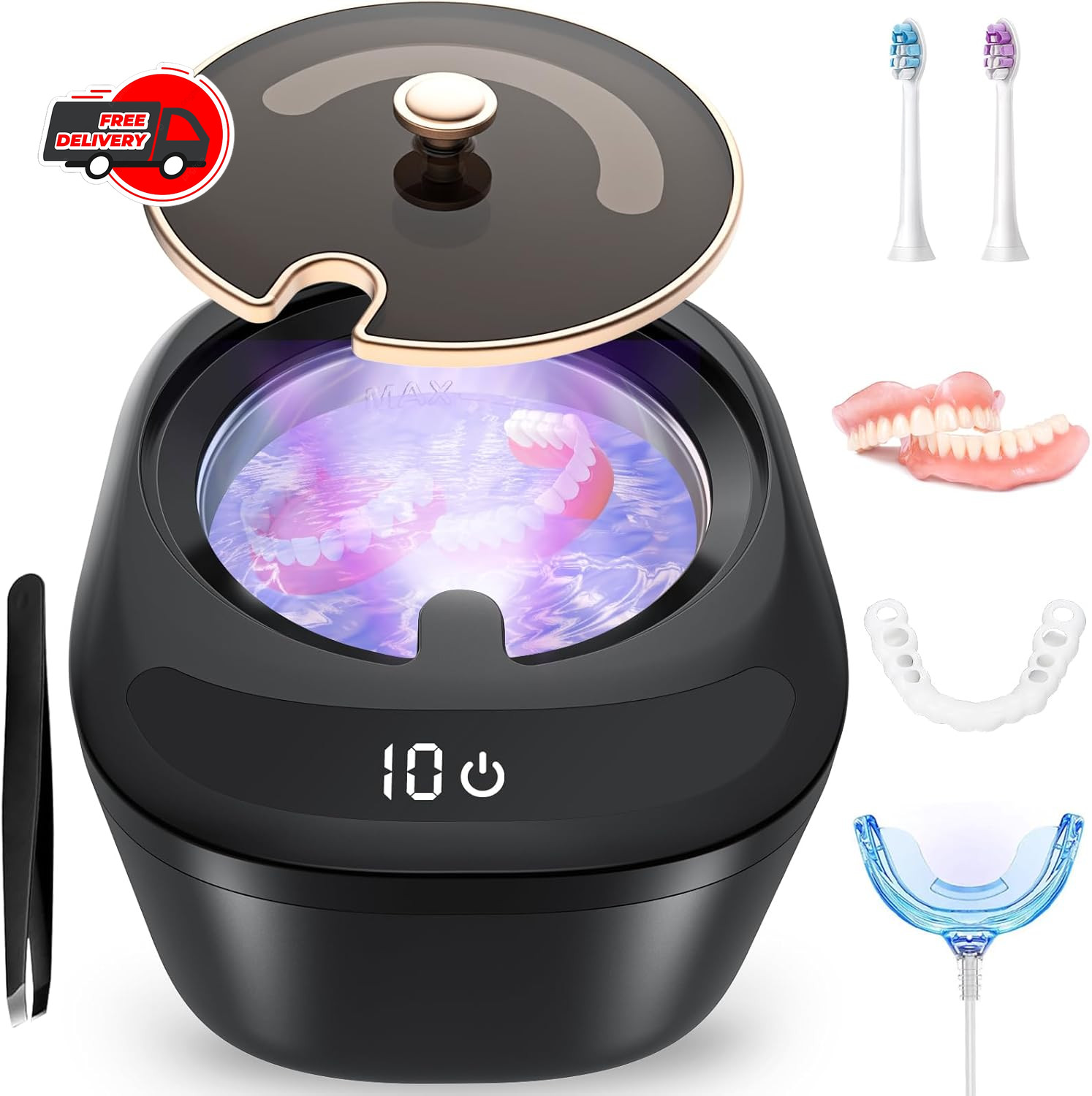 Ultrasonic Retainer Cleaner Machine – Raccomb 45Khz LED Light Ultrasonic Cleaner