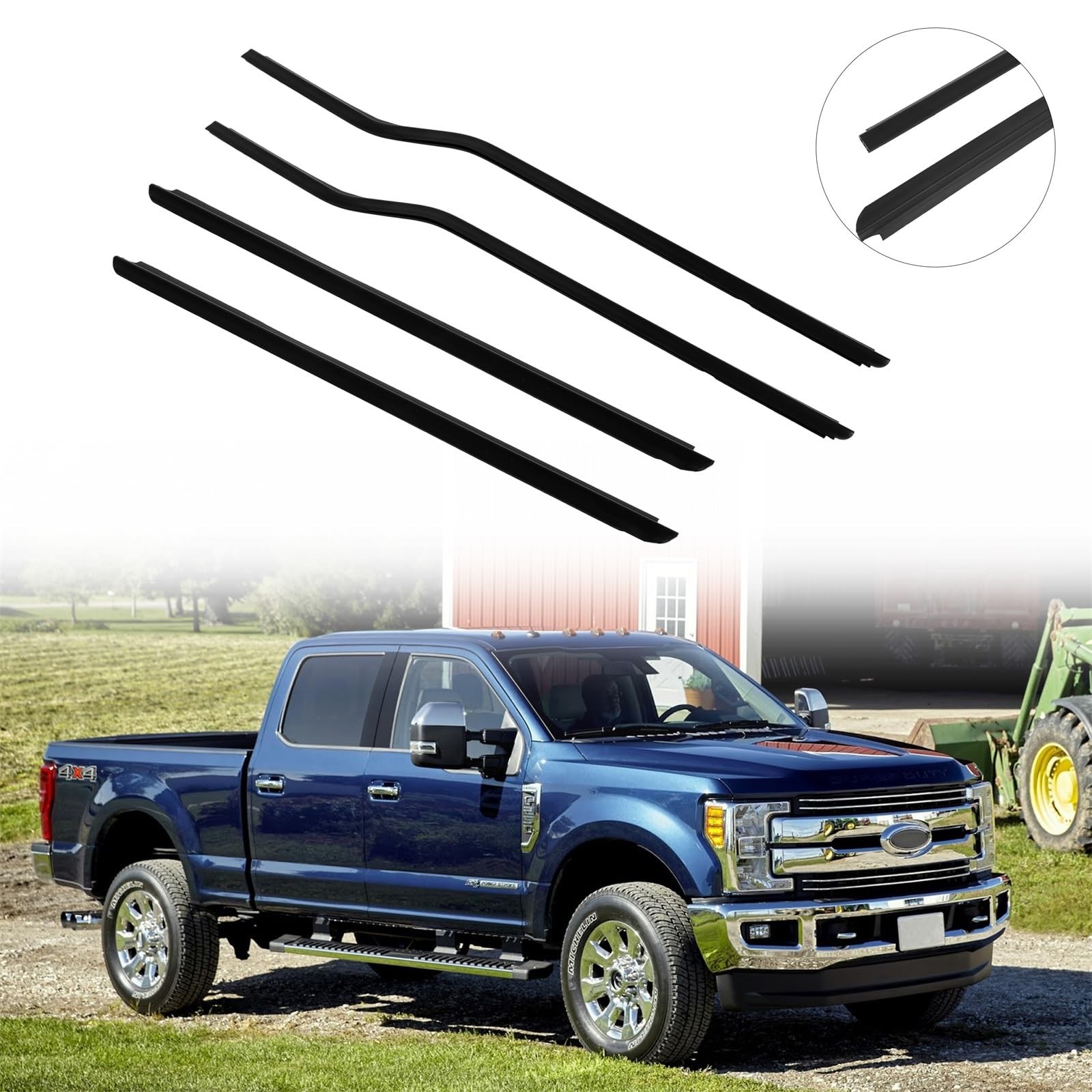 Chrome Window Molding Trim 4PCS Ford F250-F550 SuperDuty CrewCab F81Z-2521453-AA