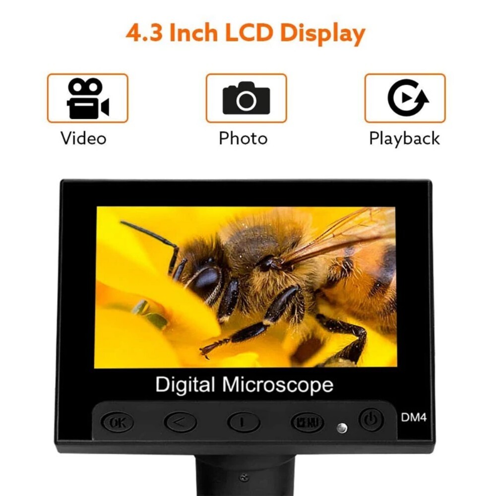 Elikliv 1000X Digital Microscope 4.3” LCD Screen PCB Repair Coin Magnifier LED