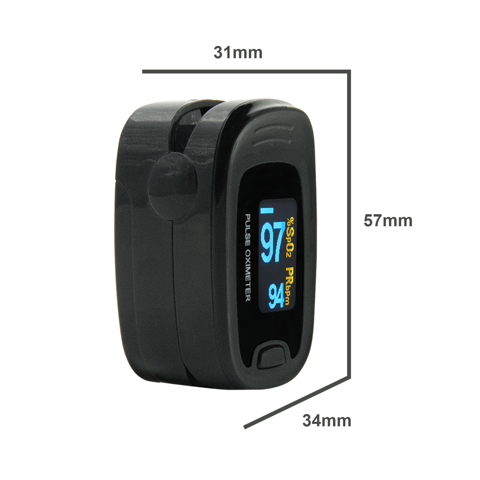 black Blood Oxygen Meter Fingertip Pulse Oximeter SPO2 Sensor Pulse Heart Rate