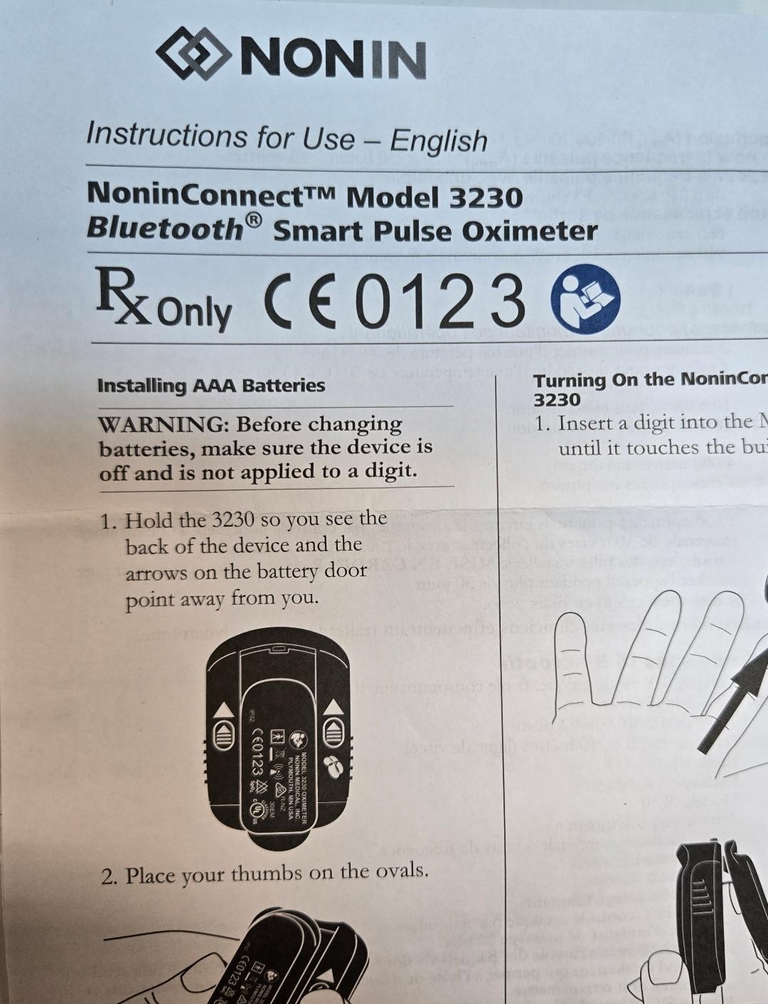 Nonin Fingertip Pulse Oximeter Wireless SpO2 & Pulse Rate Monitor