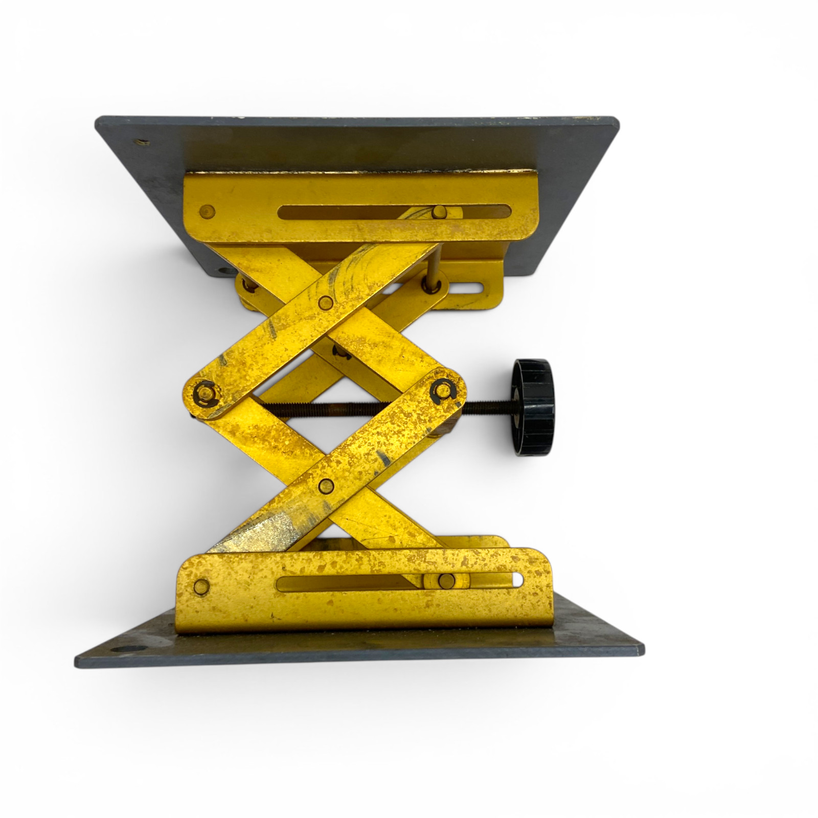 Lab Jack Scissor Lift Support Stand Table Gray and Gold Finish 8×8 Inch