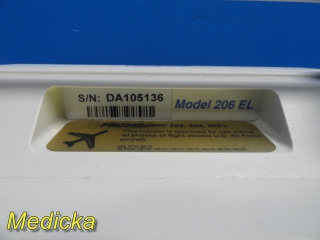 Welch Allyn Propaq Encore 206EL Monitor CO2 NBP EKG Temp IBP SpO2 Printer 38801
