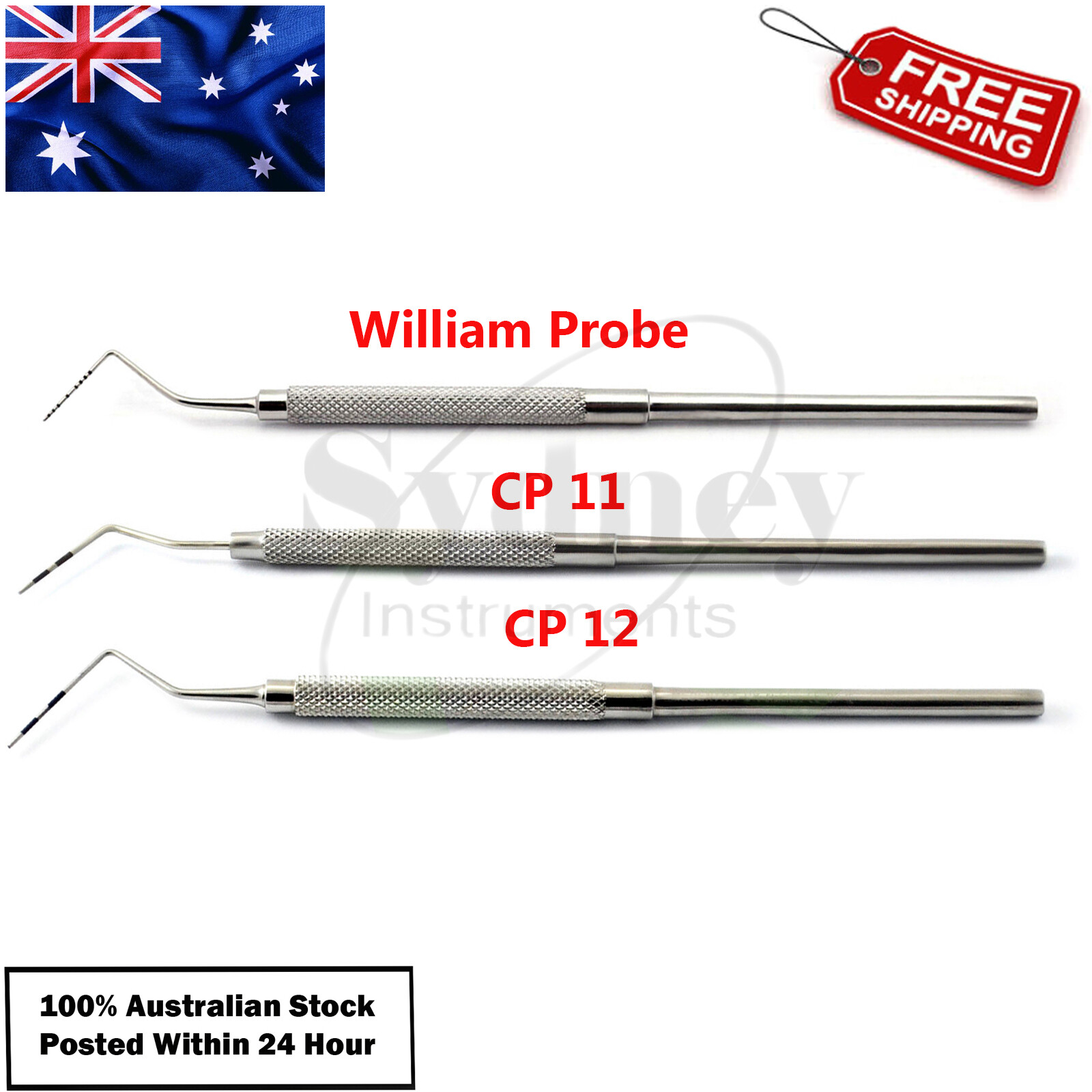 Dental William Periodontal Color Coded Perio Probes Tooth Depth Measuring