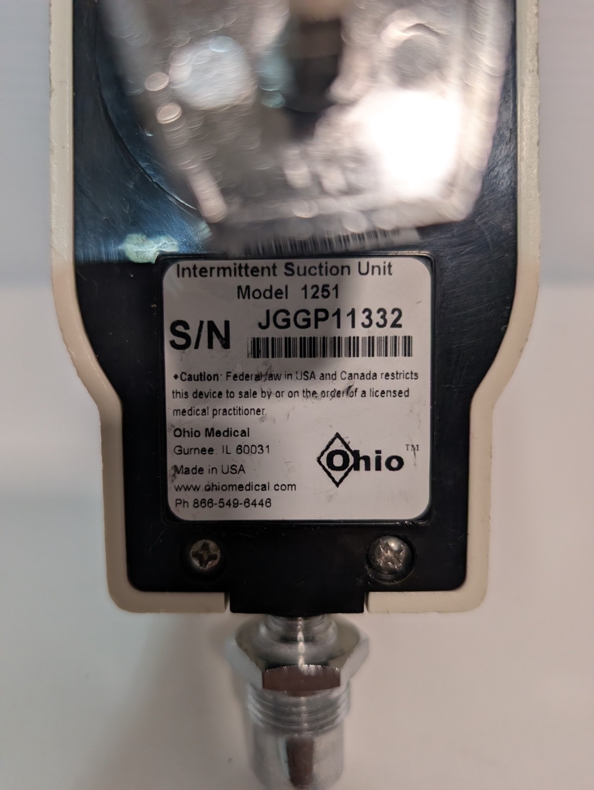 Ohio 1251 Push-To-Set Analog Adult Intermittent/Continuous Suction Regulator
