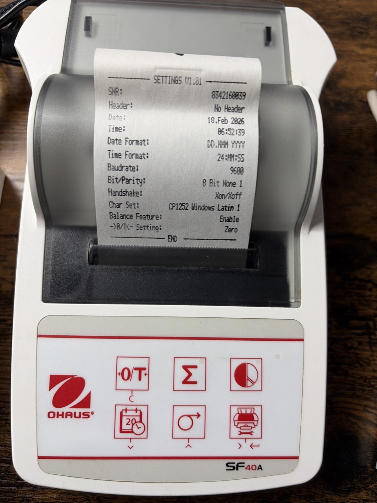 Ohaus Balance Printer SF40A with power supply Fully tested with Ohaus Balance