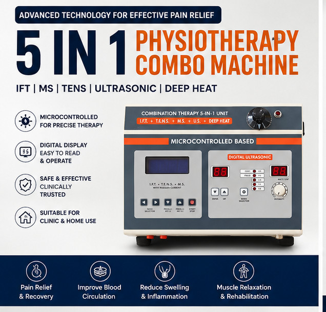 5 In 1 IFT MS Tens Ultrasonic Deep Heat Physiotherapy Machine Combo/Pain Relief