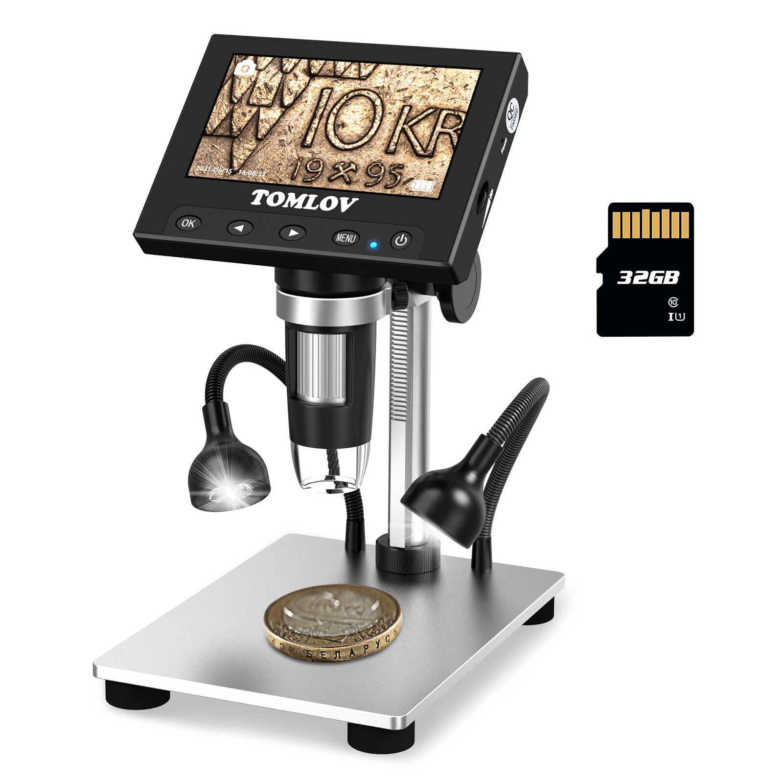TOMLOV 1000X Digital Microscope Camera 4.3″ LCD Coin magnifier solder workbench