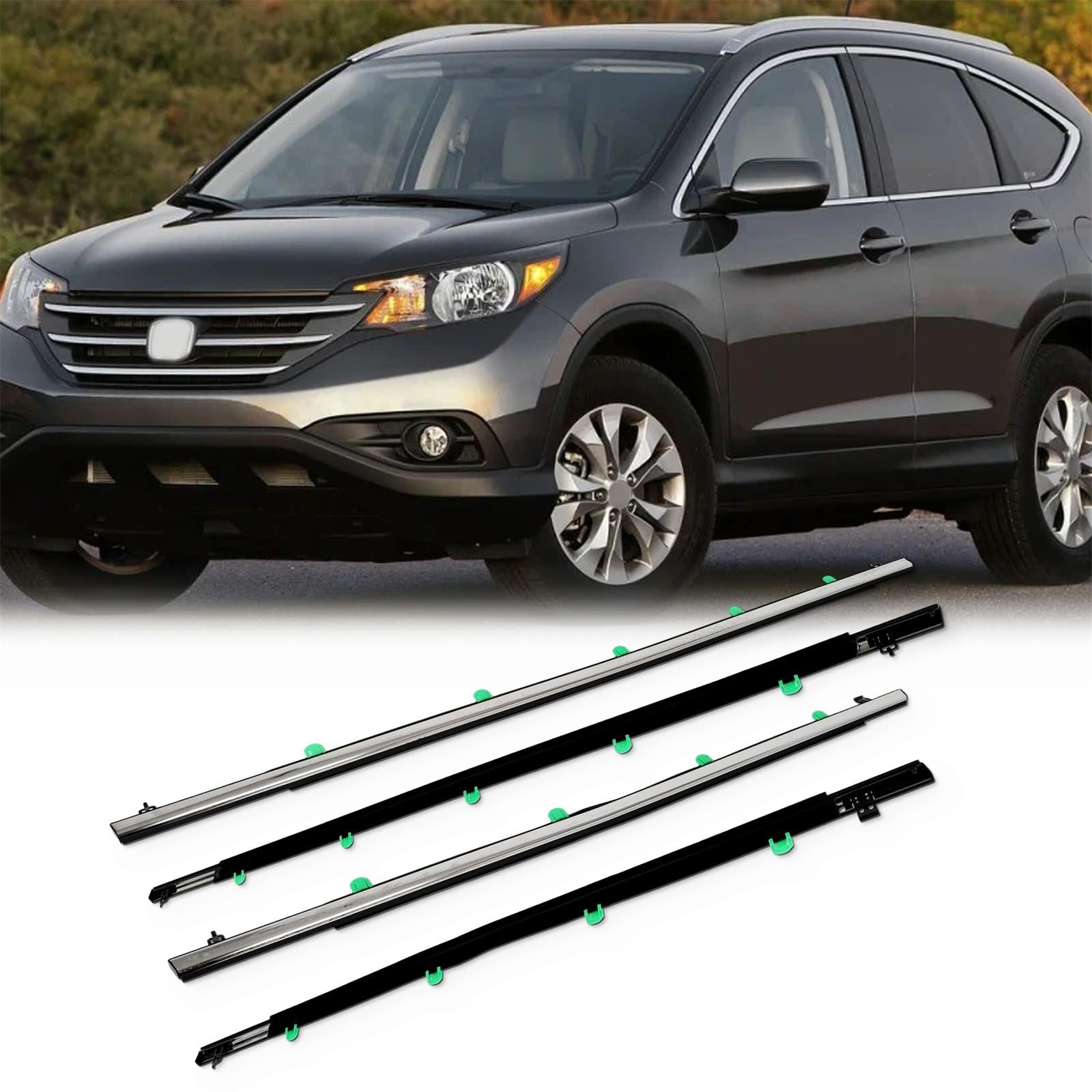 4PCS Chrome Window Molding Trim for 2007-2011 Honda CR-V OEM 72410-SWA-A01